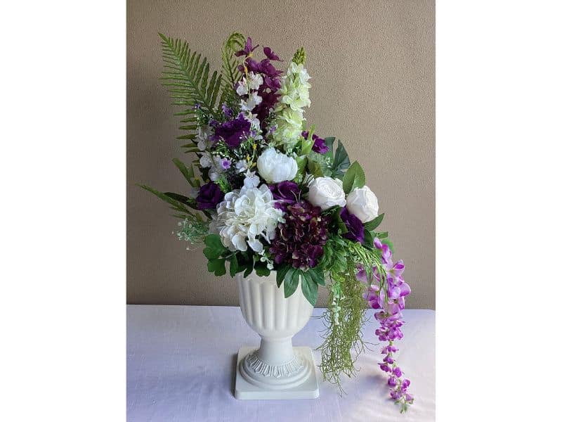 Church decorations, purple and white for hire Auckland