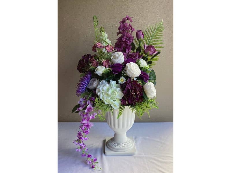 Church decorations, purple and white for hire Auckland