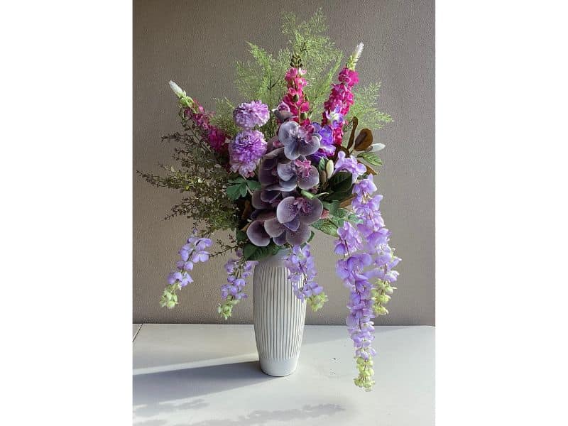 Pink and purple arrangement for hire in Auckland area