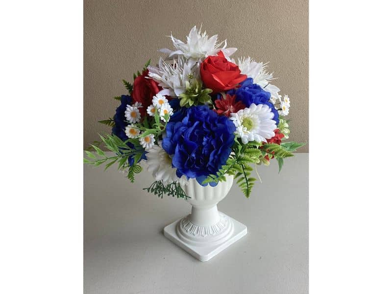 Artificial Flowers Table Decoration Red, White and Blue for Hire Auckland Wide