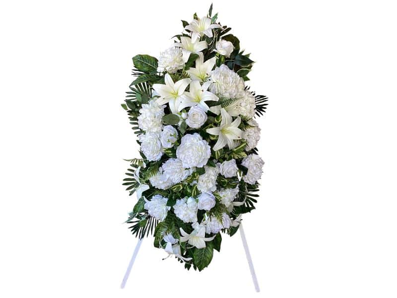 flowers casket spray white and cream