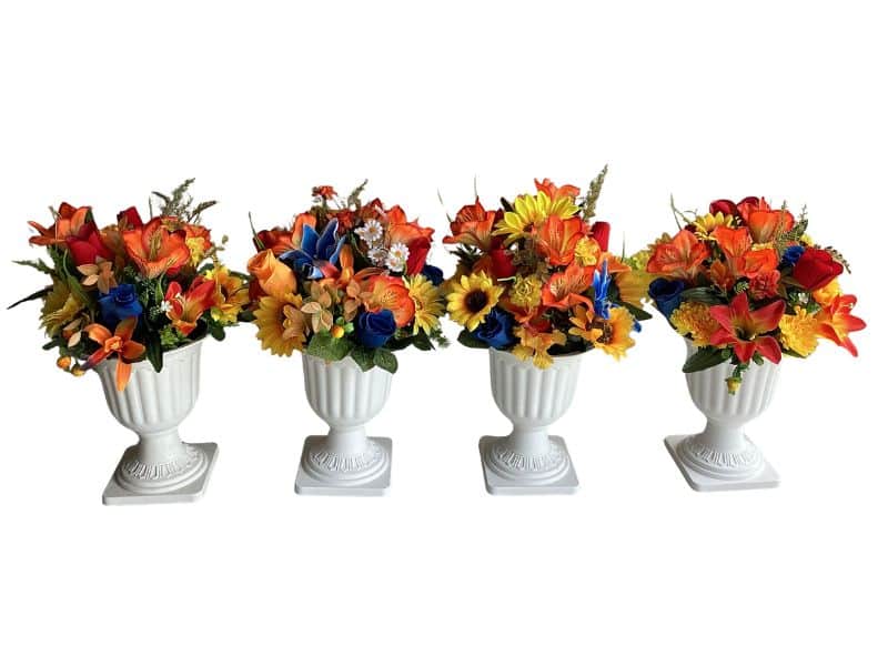 Flowers Home decor small urns sunset colours
