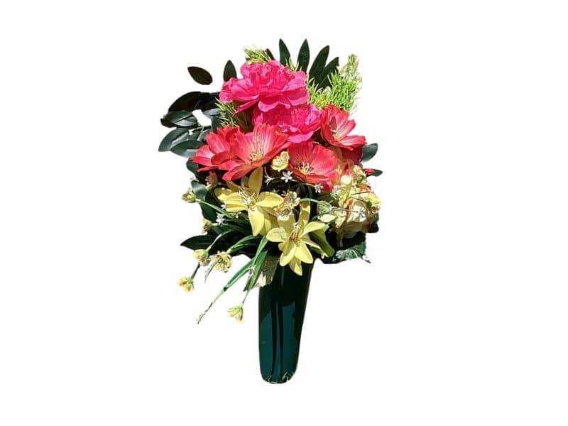 Flowers for cemetery pink and yellow