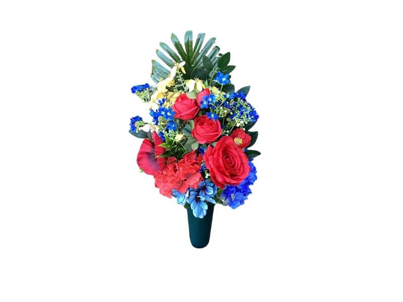 Memorial Flowers for Cemetery Red and Blue