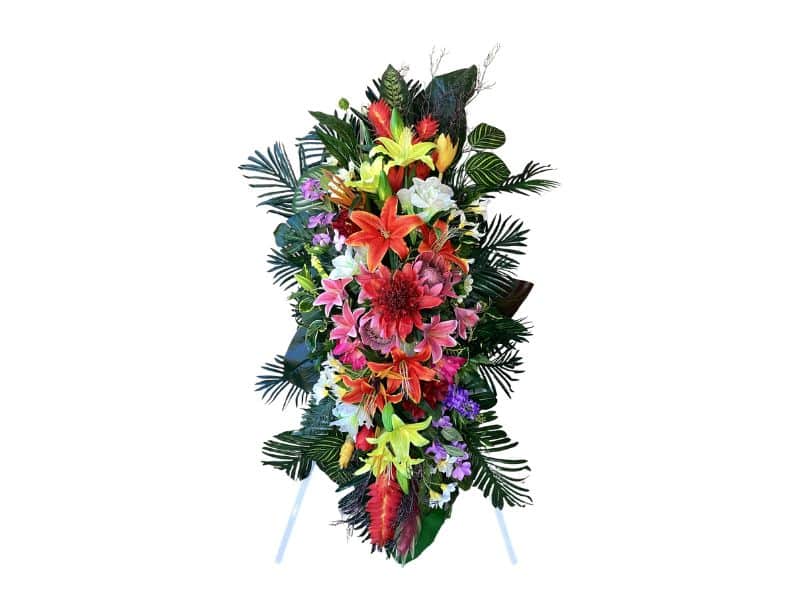 flowers casket spray tropical style