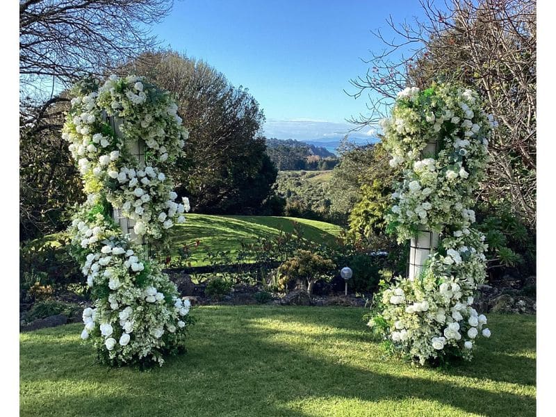 Wedding Pole Decoration Artificial Flowers for hire Auckland wide